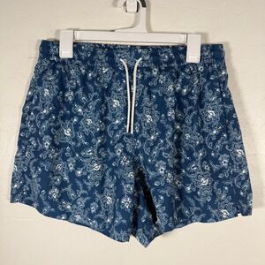 Abercrombie & Fitch Swim Trunks Mens Medium Blue Floral Relaxed Stretch Shorts